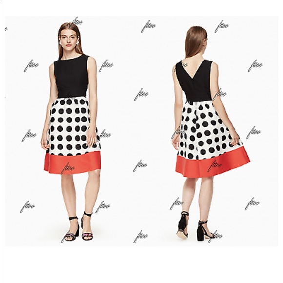 NWOT KATE SPADE GRID POLKA DOT COLORBLOCK Size 4 - Picture 2 of 10